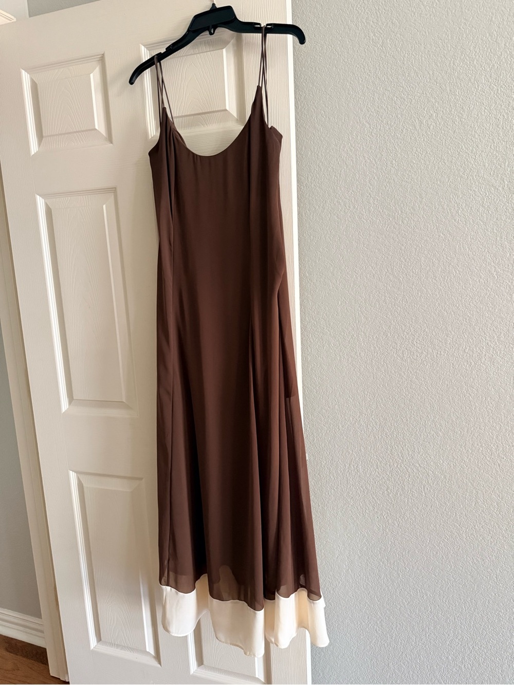 Abercrombie & Fitch Brown Maxi Slip Dress with Cream Hem